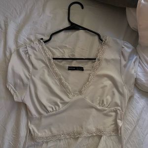 lace trim crop tee